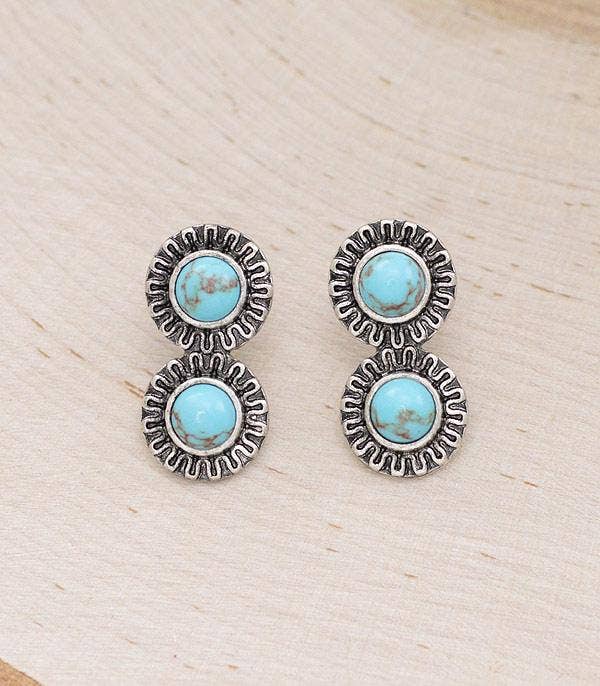 Double Stone Post Earrings