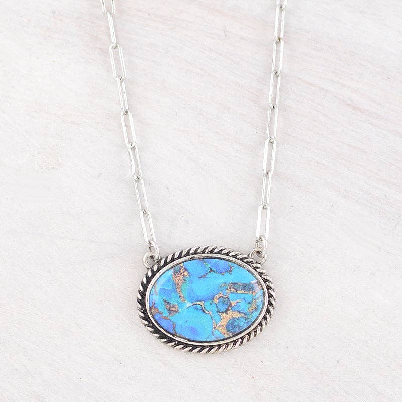 Cotton Candy Semi Stone Pendant Necklace