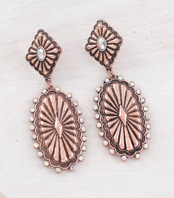 Rhinestone Concho Dangle Earrings