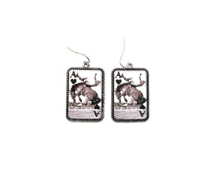 Western Ace Cowboy Card Dangle Earring