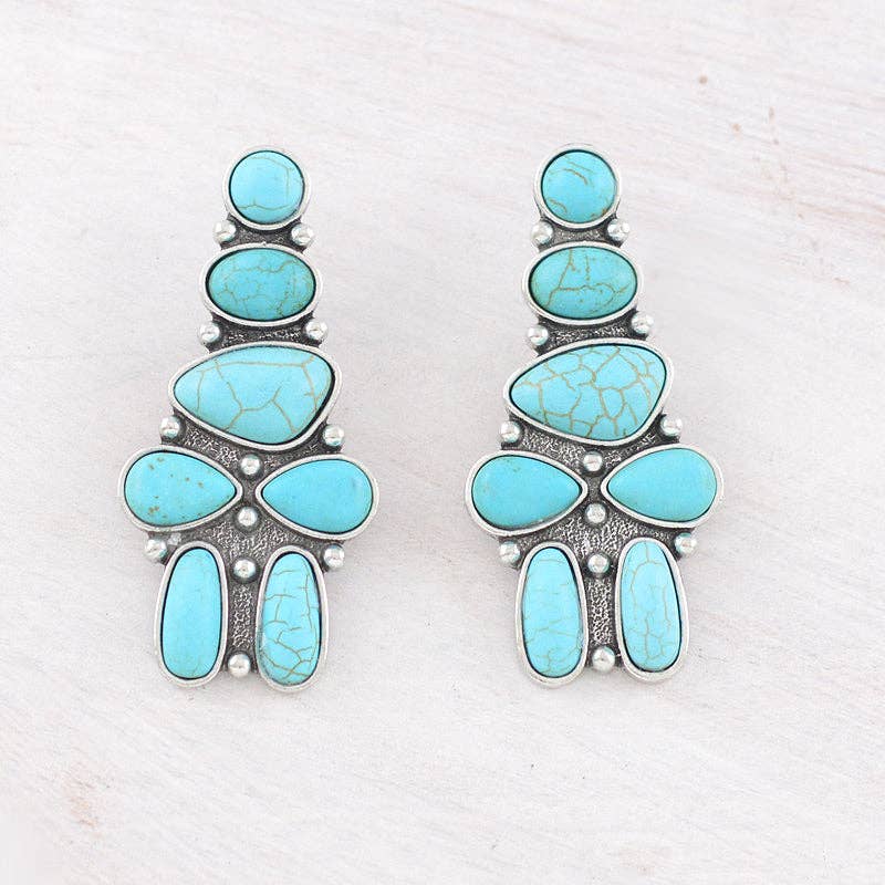 Western Semi Stone Statement Earrings