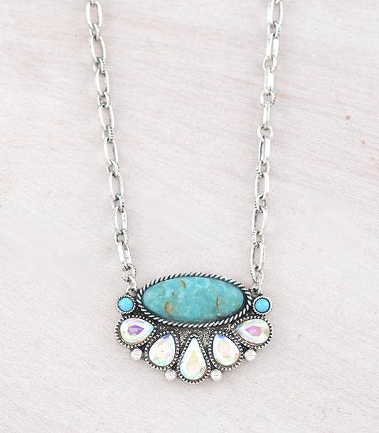 Western Semi Stone AB Pendant Necklace