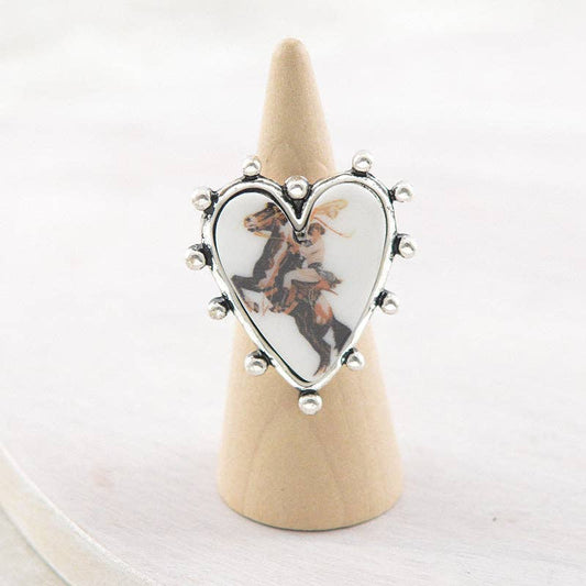TIPI Brand Vintage Cowgirl Heart Concho Ring