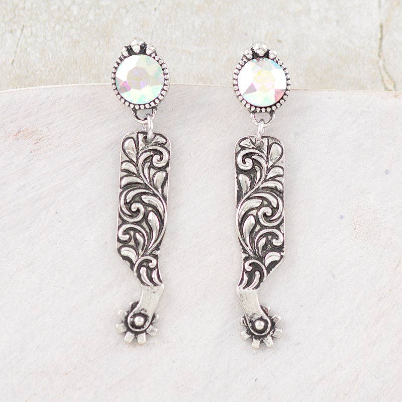 Western Tooling Glass Stone Post Earrings