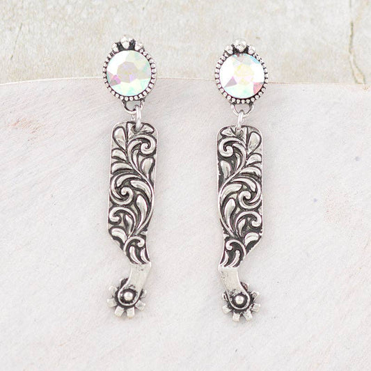 Western Tooling Glass Stone Post Earrings