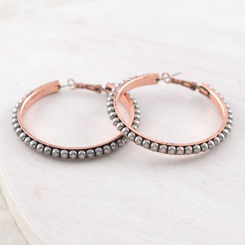 Navajo Pearl Bead Hoop Earrings