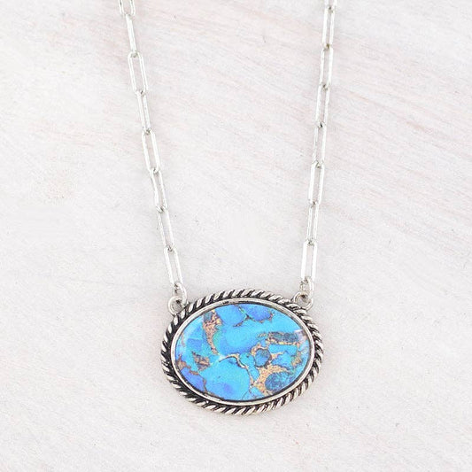 Cotton Candy Semi Stone Pendant Necklace