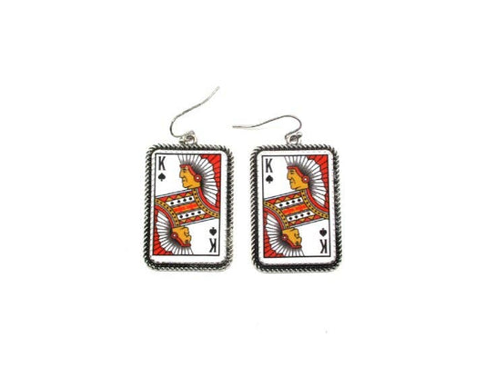 Western Spade King Card Dangle Earring