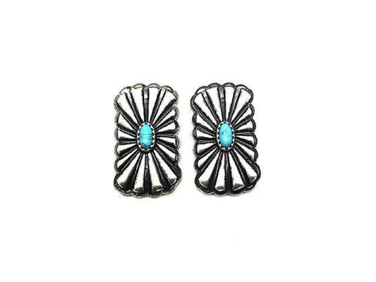 Western Turquoise Rectangle Concho Stud Earring