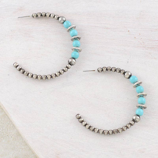 Navajo Pearl Bead Hoop Earrings