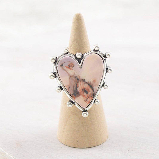 TIPI Brand Vintage Cowgirl Heart Concho Ring