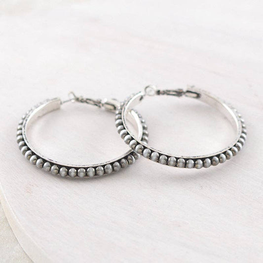 Navajo Pearl Bead Hoop Earrings