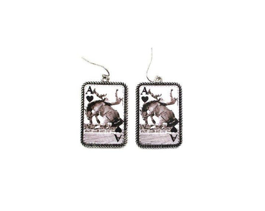 Western Ace Cowboy Card Dangle Earring