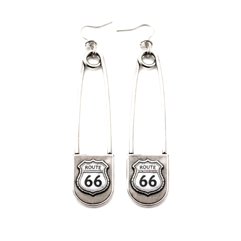 Western Route 66 Pin Drop Dangle Earring