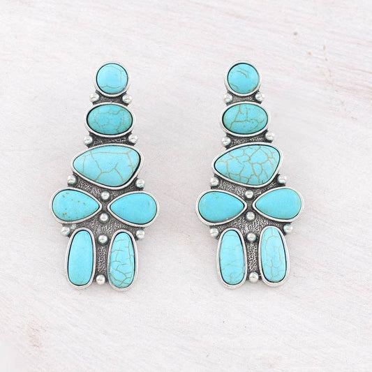 Western Semi Stone Statement Earrings